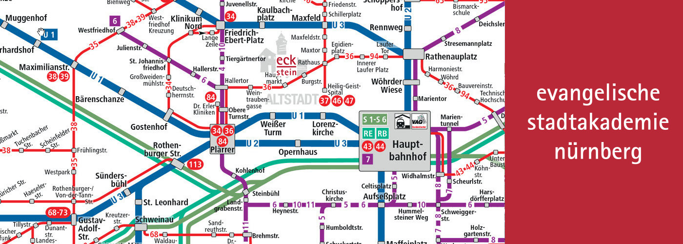 Ausschnitt Linienplan VAG Nürnberg mit eckstein-Logo